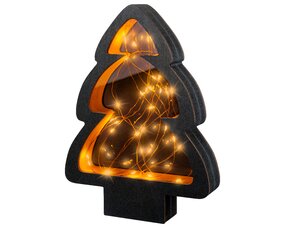 3D Kerstboom hout B21 H28cm zwart/klassiek warm Micro LED - afbeelding 2