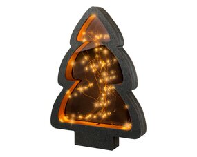 3D Kerstboom hout B27,5 H38cm zwart/klassiek warm Micro LED - afbeelding 2