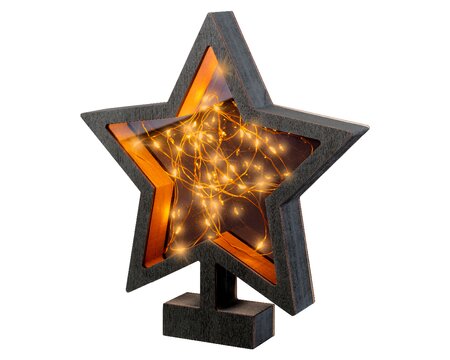 3D ster hout B26 H28 zwart/klassiek warm Micro LED - afbeelding 2