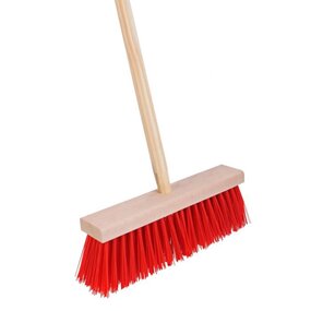 Bezem b35cm rood met steel h1.4m
