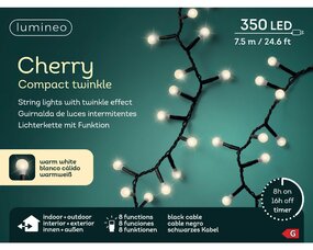 Cherry lights 8 functie twinkel effect warm wit LED - afbeelding 1