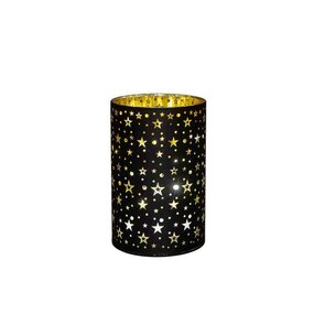 Cylinder glas gouden binnenkant met sterren LED - afbeelding 1