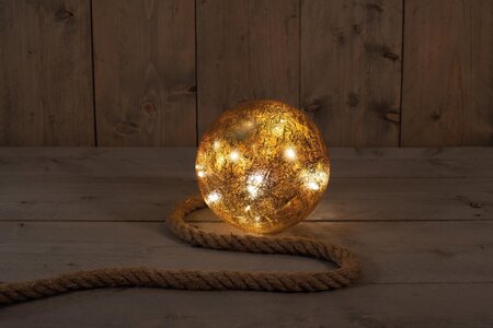 Glazen bal met goud folie 18 cm