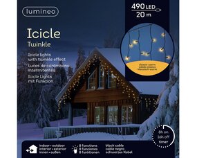 Icicle lights L9m 8 functie twinkel effect LED - afbeelding 1