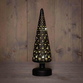 Kerstboompje glas gouden binnenkant met sterren LED - afbeelding 2