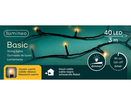 LED LICHTSNOER 3 METER ZWARTE SNOER - afbeelding 1