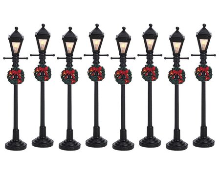 GAS LANTERN STREET LAMP, SET OF 8, B/O (4.5V)