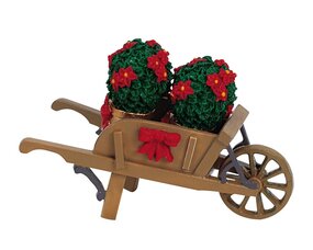 Lemax wheelbarrow with poinsettias