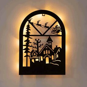 Muurhanger raam frame met kerstfiguren LED - afbeelding 2