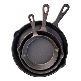 Set van 3 skillets: 16 x 3,3 cm + 19,5 x 4 cm + 24,5 x 4 cm