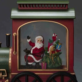 Watergevulde sneeuwlantaarn Treinlocomotief met Kerstman en zak cadeaus LED - afbeelding 3