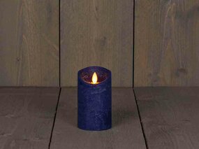 Wax stompkaars met bewegende vlam H12,5cm antiek blauw LED