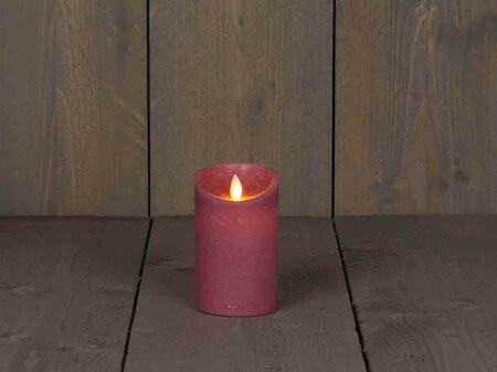 Wax stompkaars met bewegende vlam H12,5cm antiek roze LED