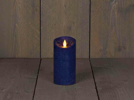 Wax stompkaars met bewegende vlam H15cm antiek blauw LED