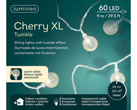 Xl cherry lights 8 functie twinkel effect Warm wit LED - afbeelding 1